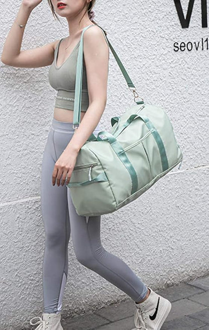 KARRESLY Sports Gym Bag for Women or Men Travel Duffel Bag with Wet Pocket and Shoes Compartment for Training Swim Yoga(Green)