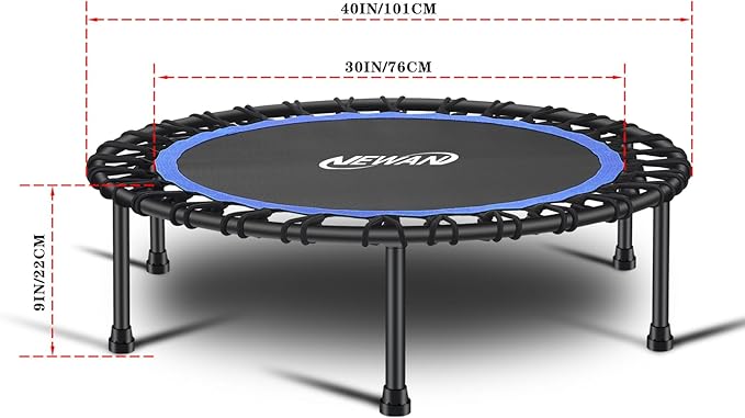 Newan 40"-48" Silent Mini Trampoline Fitness Trampoline Bungee Rebounder Jumping Cardio Trainer Workout for Adults-Max Limit 330lbs