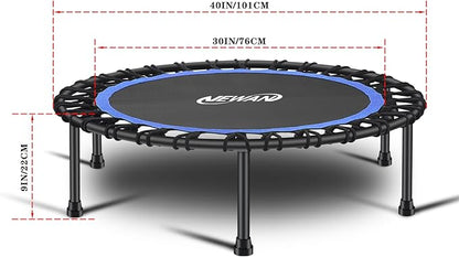Newan 40"-48" Silent Mini Trampoline Fitness Trampoline Bungee Rebounder Jumping Cardio Trainer Workout for Adults-Max Limit 330lbs