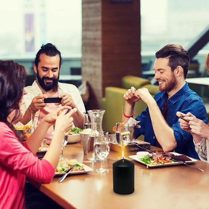 3x4 Inch Black Pillar Candles, 3 Packs Unscented Smokeless Dripless Halloween Cylinder Candles for Christmas, Wedding, Party, Home and Dinner Table, 45 Hours Burn