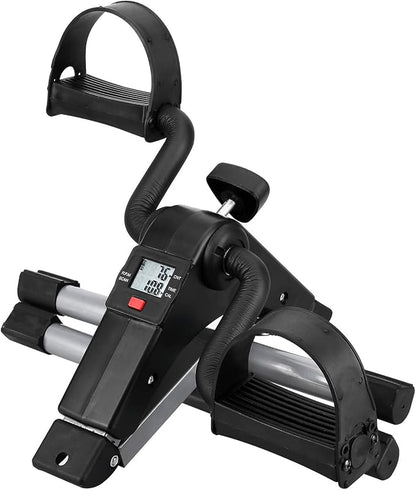 Folding Pedal Exerciser, Mini Under Desk Bike - Portable Foot Hand Cycle Peddler Machine Bicycle Exerciser for Arm Leg While Sitting