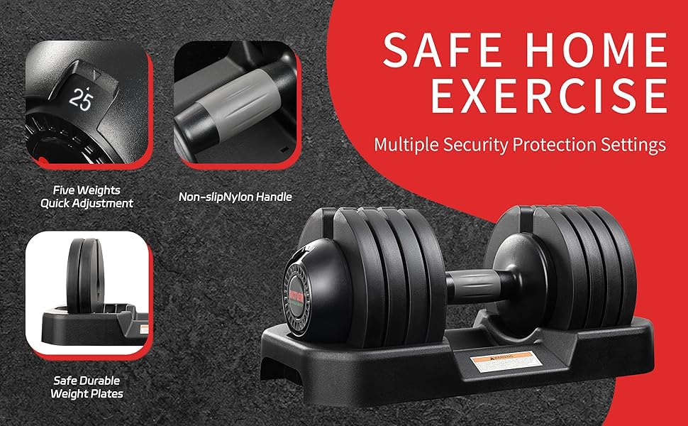ALTLER Adjustable Dumbbell Set, 25LB Pair with Tray for Workout Strength Training Fitness