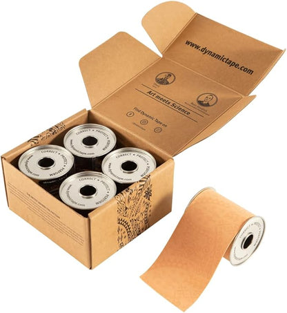 Dynamic Tape Original | Biomechanical Adhesive Tape | Physio Tape for Knee, Ankle, Shoulder, Leg, Muscle Support | Sports Tape for Football, Rugby, Ideal for Athletes | Beige & Beige - 3" (4)