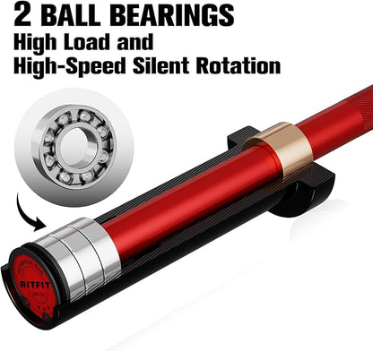 RITFIT Olympic Barbell 4ft/4.8ft/6ft - 2 Inch Weight Bar for Strength Training, Weightlifting, Squat, Deadlift, Bench Press, Curl, Overhead Press - 350lbs/500lbs Capacity