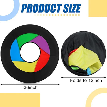 36" Giant Flying Disc Folds to 12" Soft Foldable Flying Ring Throwing Safe Lightweight Fabric Disc with Storage Bag for Summer Kids Adults Family Outdoor Fun School Activities