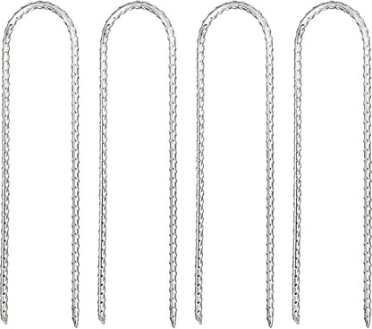 12" Trampoline Stake Anchors high Wind u Stakes for Ground Anchor Heavy Duty Stakes Trampoline Anchors Accessories (Silver-4PCS)