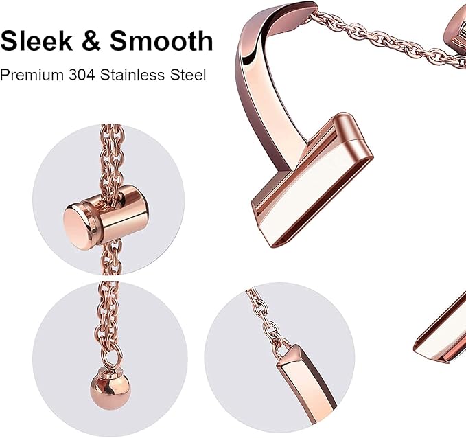 Silm Band Compatible with Fitbit Versa 4/Fitbit Sense 2 Band Cute Women, Bling Jewelry Metal Strap Replacement Compatible for Fitbit Sense/Versa 3 Women (Rose Gold)