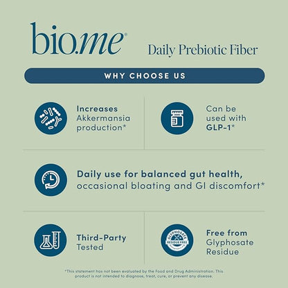 Daily Prebiotic Fiber Powder Unflavored - 20 Travel Packs, 7g Per Serving - Soluble & Insoluble Fiber Supplement for Women & Men - Digestive Health & Gut Health - GLP-1 Friendly, Sugar Free