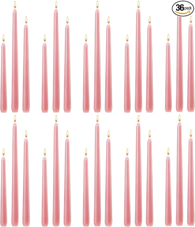 MTLEE Taper Candles 8/10/12 Multi Height Unscented Taper Candles 8 Burn Hours for Dinner Decorative Home Decoration Wedding Party Candlesticks(Pink,36)
