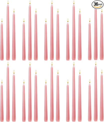 MTLEE Taper Candles 8/10/12 Multi Height Unscented Taper Candles 8 Burn Hours for Dinner Decorative Home Decoration Wedding Party Candlesticks(Pink,36)