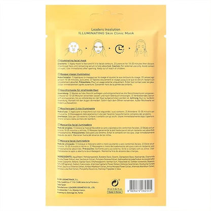 Leaders Insolution Illuminating Skin Clinic Mask | Omega-3 & Purslane Extract for Radiant Glow | Niacinamide Brightening Treatment | Even Skin Tone | 100% Natural Cotton (10 Sheets)