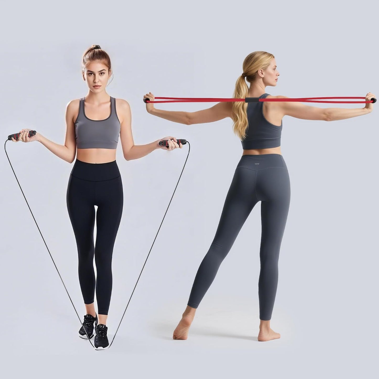 Readaeer Ab Roller Wheel, Ab Exercise Wheels Kit with Ab Roller, Resistance Bands, Knee Mat, Jump