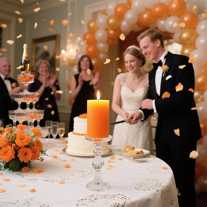 6 Packs 2.75x4 Inch Orange Pillar Candles, Unscented Dripless Cylinder Wax Fall Colored Candles for Thanksgiving Day Home Table Holiday Party Spa Decor Emergency Power Outage