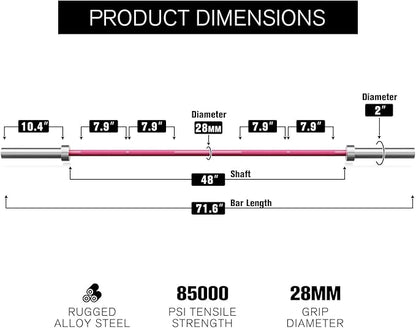 RITFIT Olympic Barbell 4ft/4.8ft/6ft - 2 Inch Weight Bar for Strength Training, Weightlifting, Squat, Deadlift, Bench Press, Curl, Overhead Press - 350lbs/500lbs Capacity