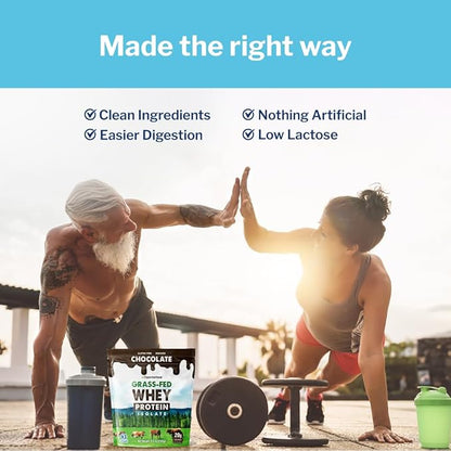 Opportuniteas Grass Fed Chocolate Whey Protein Isolate Powder - 20g Protein Powder Without Artificial Sweeteners, Hormone-Free Cows, Non GMO - 2.5lb