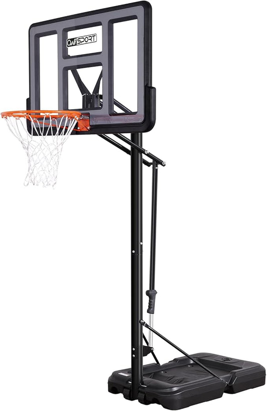 Portable Basketball Hoop Outdoor, 4.8-10FT Height Adjustable Basketball Hoop Goal System with 44/48
