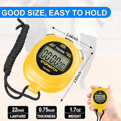 Stopwatch Timer with Countdown, Simple Operation Digital Stop Watch for Sports, Countdown-Alarm Button-Sound, AAA Battery Included (Yellow)