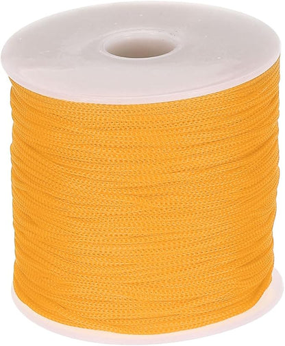 MECCANIXITY 1/16 Inch Polypropylene Rope Braided Ropes, 328ft Nylon Rope Hollow Utility Cord for Clothesline, Camping, Hiking, Outdoor, Dark Yellow