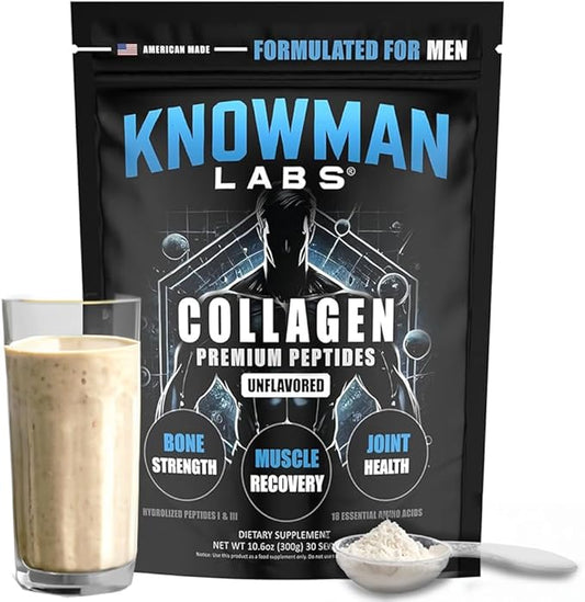 Premium Collagen for Men, Bone, Joint & Muscle Formula, Recovery, Non GMO, Dairy Free, Sugar Free