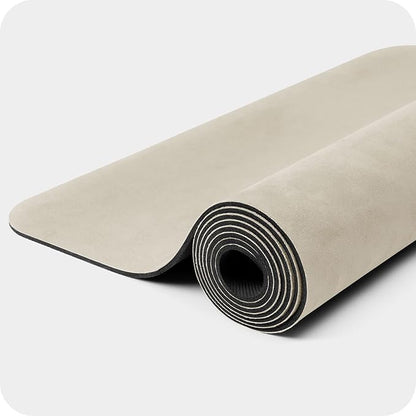 4mm Cushioned Exercise Mat for Yoga & Pilates - Anti Slip, Polyurethane with Suede Top & Carrying Strap