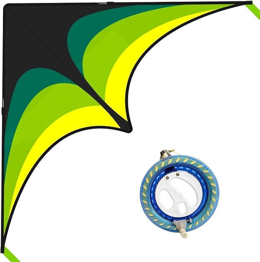 Large Delta Kite Easy to Fly with Kite Reel Set, Beach Kite & Kite Spool for Kids & Adults, Single