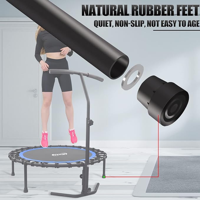 Newan 40"-48" Silent Mini Trampoline Fitness Trampoline Bungee Rebounder Jumping Cardio Trainer Workout for Adults-Max Limit 330lbs