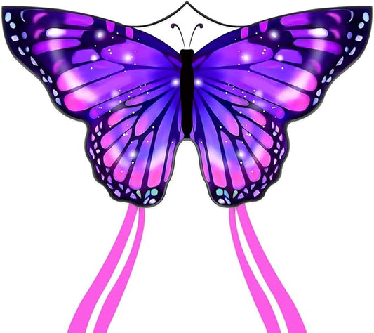 Large Butterfly Kite for Adults and Kids Ages 4-8 & 8-12 Easy to Fly, 55''X28'' Single Line Kite
