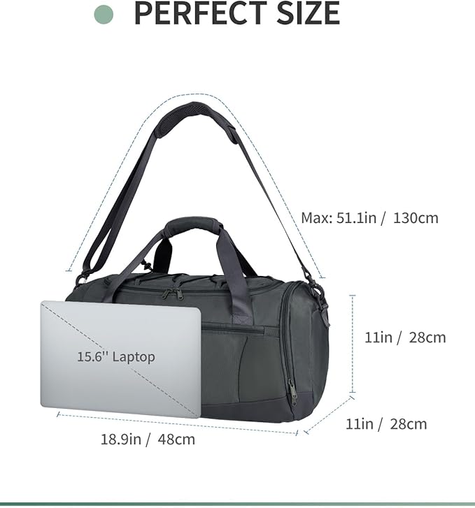 Sportsnew Gym Bag for Women with Shoe Compartment Wet Pocket & Yoga Mat Holder,Mens Duffel Bag for Travel with Laptop Compartment,Weekender Overnight Carry On Bag for Men(Army Green Patent Pending)