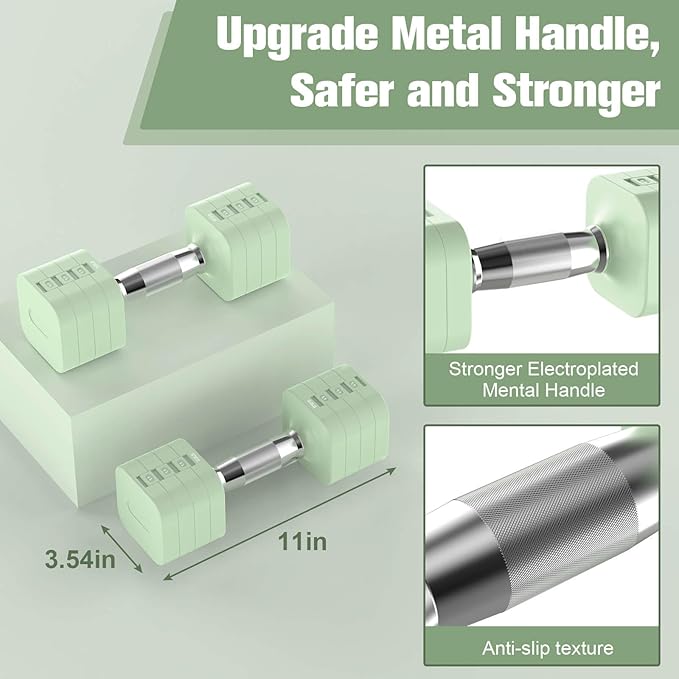 22LBS Adjustable Dumbbells Set, Adjustable Weight Dumbbells with 4 Levels 4.4lb, 6.6lb, 8.8lb, 11lb, Hand Weights Sets for Women/Men Home Gym Full Body Workout