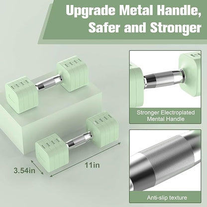 22LBS Adjustable Dumbbells Set, Adjustable Weight Dumbbells with 4 Levels 4.4lb, 6.6lb, 8.8lb, 11lb, Hand Weights Sets for Women/Men Home Gym Full Body Workout