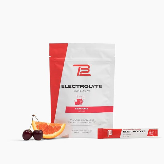 TB12 Electrolytes Powder Packets Fruit Punch ??Mineral-Rich Electrolyte Powder for Fast Hydration by Tom Brady - Natural, Low Sugar, Vegan, Gluten-Free, Easy to Mix - 15 Stickpacks