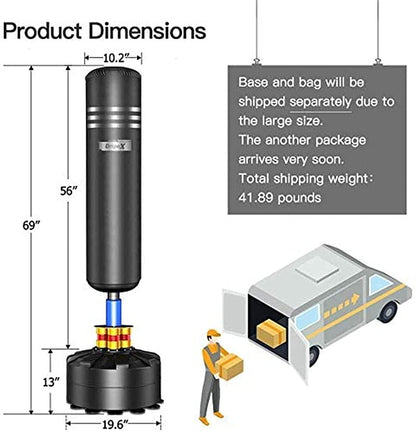 Dripex Freestanding Punching Bag 69''- 182lb Heavy Boxing Bag with Stand for Adult - Men Women