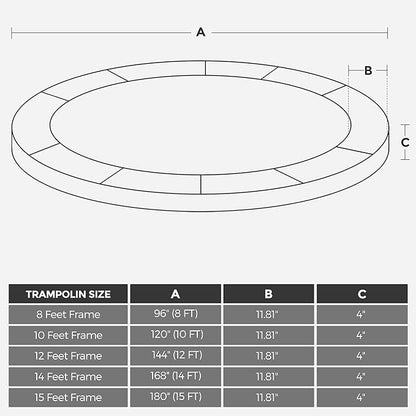 SONGMICS Trampoline Pad, 8ft 10ft 12ft 14ft 15ft Replacement Trampoline Safety Pad, Spring Cover