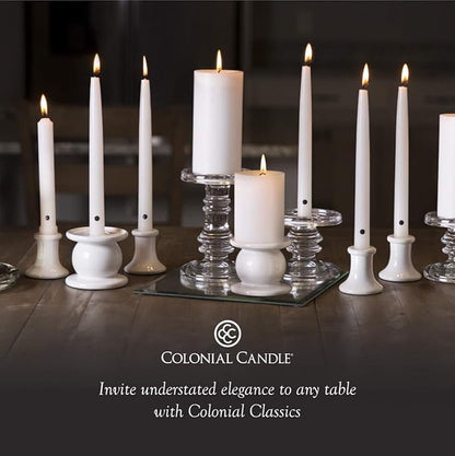 Colonial Candle Unscented Taper Candle, Classic Collection, Limoncello, 8 in, Pack of 12 - Up to 6 Hours Burn