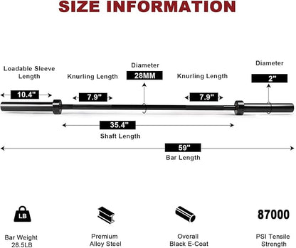 LIONSCOOL Premium 4ft/4.9ft/6ft Barbell for Strength Training and Olympic Weightlifting, 2 Inch Bar for Squats, Curls, Deadlifts, Presses, Hip Thrusts, 350lbs/500lbs/700lbs Weight Capacity