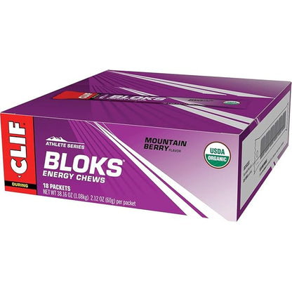 CLIF BLOKS - Mountain Berry Flavor - Energy Chews - Non-GMO - Plant Based - Fast Fuel for Cycling and Running - Quick Carbohydrates and Electrolytes - 2.12 oz. (18 Count)