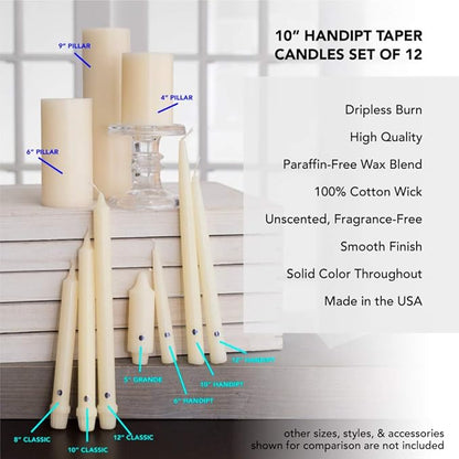 Colonial Candle Unscented Taper Candle, Classic Collection, Coastal Blue, 12 in, Pack of 12 - Up to 10 Hours Burn