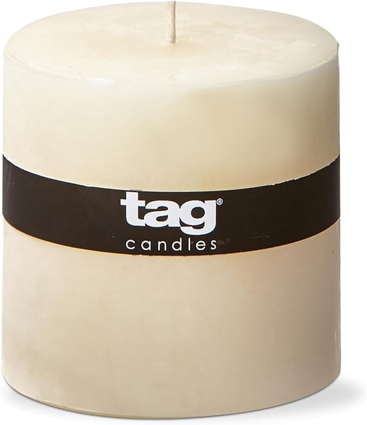 tag Chapel 4X4 Ivory Pillar Paraffin Wax Candle Unscented Drip-Free Long Burning 75 Hours For Home Decor Wedding Parties 4x4 Ivory