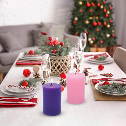 2x3 Inch Advent Pillar Candles Set of 4 Unscented Dripless Purple Pink Candles for Christmas Weddings Home Holidays Relaxation Spa Church