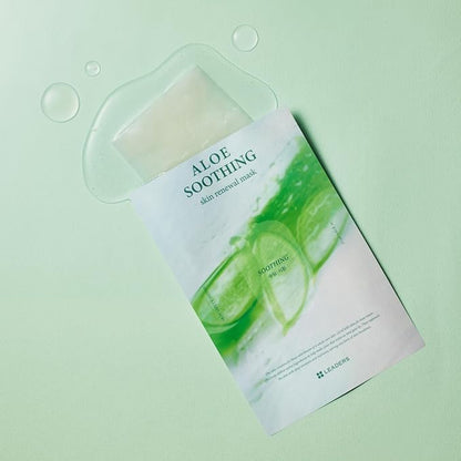 LEADERS Aloe Soothing Skin Renewal Mask ??Calms Irritated Skin, Reduces Redness & Provides Deep Hydration ??Gentle Formula for Sensitive Skin ??Hydrating Face Mask with Aloe Vera ??10 Sheets