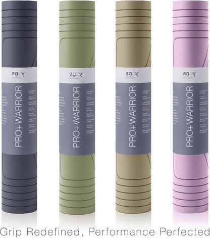 agoy Pro+ Warrior - Premium Non-Slip Yoga Mat – Eco-Conscious Design - PU Mat With Wet/Dry Grip+ - Focus Alignment - Lazer-Etched Technology - A Portable Standard Size Mat for All Styles of Yoga