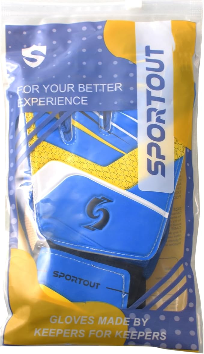 Sportout Kids Goalkeeper Gloves, Soccer Gloves with Double Wrist Protection and Non-Slip Wear Resistant Latex Material to Give Protection to Prevent Injuries