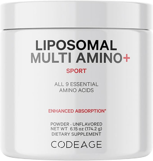 Codeage Liposomal Multi Amino Powder Supplement - BCAA & EAA Supplement All 9 Essential Amino