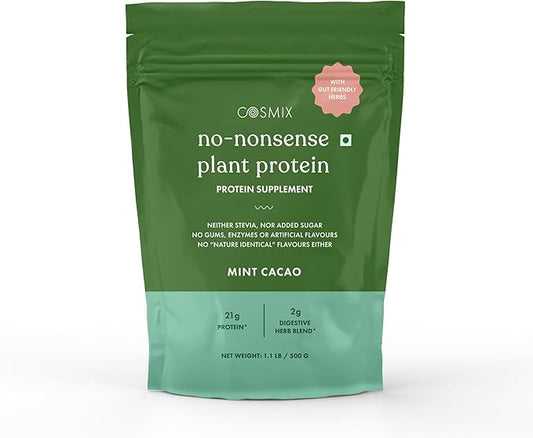 No-Nonsense Plant Protein, 21g Organic Brown Rice & Pea Isolate, Plant Based, Vegan, Gluten/Dairy Free, Sugar Free, Mint Cacao, 1.1lb (1pk, 13 Servings)