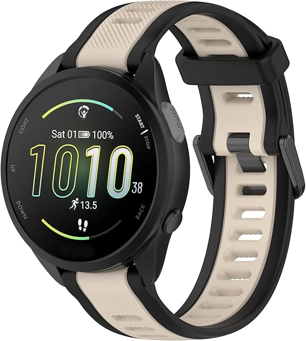 Compatible with Garmin Forerunner 165 Watch Band, 20mm Width Silicone Replacement Bands for Garmin Vivoactive 3 / Vivoactive 5 / Forerunner 55, 245, 645 Music Smartwatch