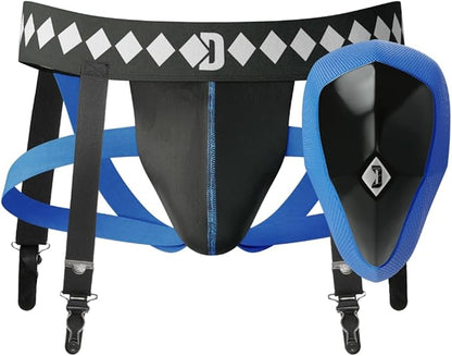 Diamond MMA 3-in-1 Hockey Garter Belt System - Complete with Athletic Cup, Garter, and Jock - Shift-Proof Groin Protection for Hockey Players & Goalies