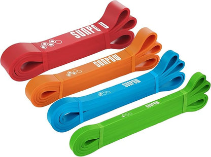 SUNPOW Pull Up Assistance Bands - Set of 5 Resistance Heavy Duty Workout Exercise Stretch Fitness Bands Assist Set for Body, Instruction Guide and Carry Bag Included