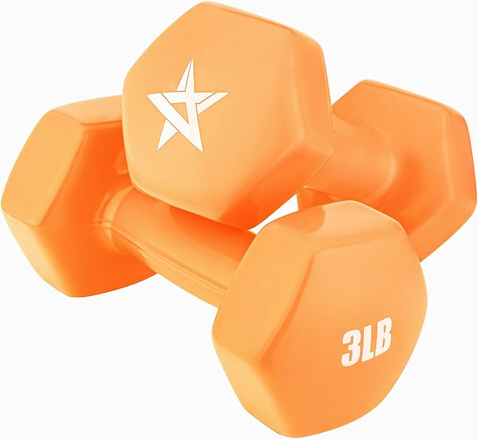 Yes4All Vinyl Hexagon Dumbbell - Dumbbells Set of 2 Hand Weights for Home Gym & Strength Training (2-15 lbs Weight Options)