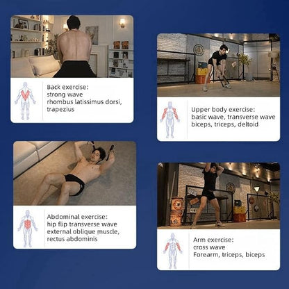 Ropeless Battle Ropes for Home Gym – Silent & Space-Saving Strength Training Equipment, High-Rebound Training Ropes, Durable Aluminum Alloy, No-Noise Battleropes