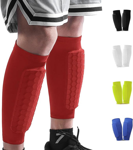 Soccer Shin Guards Shin Pads for Kids Youth Adult, Calf Compression Sleeve with Honeycomb Pads, Support for Shin Splint Baseball Boxing Kickboxing MTB